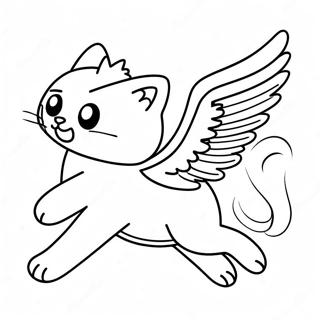 Magische fliegende Flügelkatze Ausmalbild | Geflügelte Katze Ausmalbild