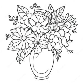 Schöne Blumen in einer Vase Ausmalbild | Blumen in einer Vase Ausmalbild