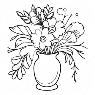 Bunter Blumenstrauß in einer Vase Ausmalbild | Blumen in einer Vase Ausmalbild