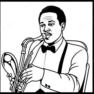 Ausmalbild eines Jazzmusikers aus der Harlem Renaissance | Harlem Renaissance Ausmalbild
