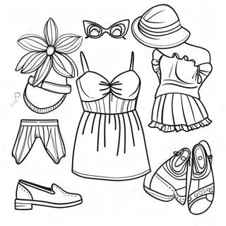 Bunte Sommeroutfits Ausmalbild | Kleidung Ausmalbild