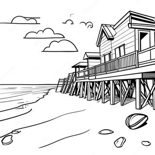Strandszene der Outer Banks Ausmalbild | Outer Banks Ausmalbild
