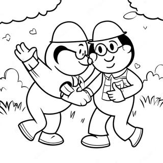 Burt und Ernie spielen im Park Ausmalbild | Bert und Ernie Ausmalbild