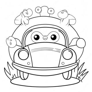 Niedliches Hummel Auto mit Blumen Ausmalbild | Hummel Auto Ausmalbild