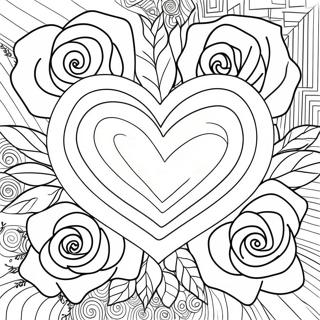 Elegantes Herzrosenstrauß Ausmalbild | Herzrose Ausmalbild