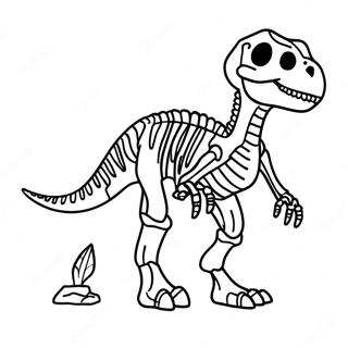 Ausmalbild eines Dinosaurierskeletts | Dinosaurier-Skelett Ausmalbild