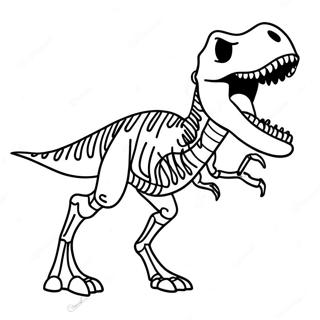 Ausmalbild eines brüllenden T-Rex-Skeletts | Dinosaurier-Skelett Ausmalbild