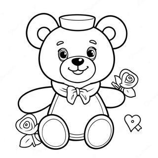Niedliches Build a Bear mit Zubehör Ausmalbild | Baue einen Bären Ausmalbild