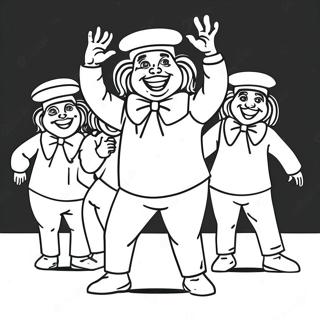 Fröhlicher Oompa Loompa beim Tanzen Ausmalbild | Oompa Loompa Ausmalbild