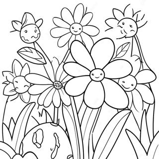 Bunter Blumengarten Ausmalbild | Gartenarbeit Ausmalbild