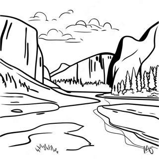 Majestätisches Yosemite Tal Ausmalbild | Yosemite Ausmalbild