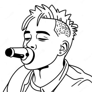 XXXTentacion Auf der Bühne Ausmalbild | XXXTentacion Ausmalbild