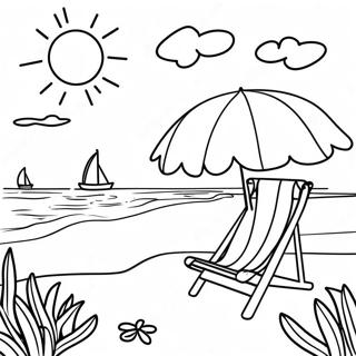 Frühjahrsferien Strand-Szene Ausmalbild | Frühjahrsferien Ausmalbild