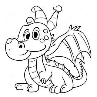 Festlicher Drache mit Weihnachtsmann-Hut Ausmalbild | Weihnachtsdrache Ausmalbild