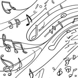 Bunte Musiknoten Tanzen Ausmalbild | Notenblatt Ausmalbild