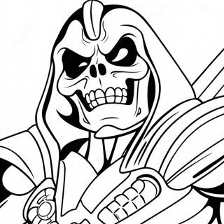 Skeletor mit bedrohlichem Grinsen Ausmalbild | Skeletor Ausmalbild
