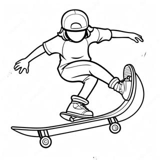 Thrasher Skateboarder, der Tricks vorführt Ausmalbild | Thrasher Skateboard Ausmalbild