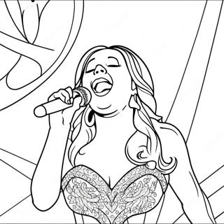 Mariah Carey singt auf der Bühne Ausmalbild | Mariah Carey Ausmalbild