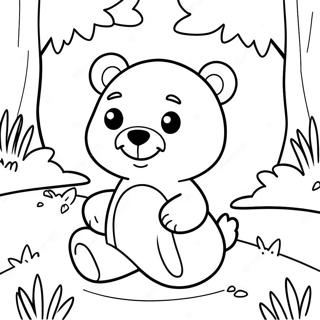 Niedlicher kleiner Bär, der im Wald spielt Ausmalbild | Kleiner Bär Ausmalbild