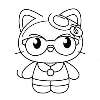 Niedliche Hello Kitty mit Sonnenbrille Ausmalbild | Sommer Hello Kitty Ausmalbild