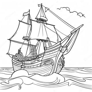 Historische Mayflower Reise Ausmalbild | Maiflower Ausmalbild