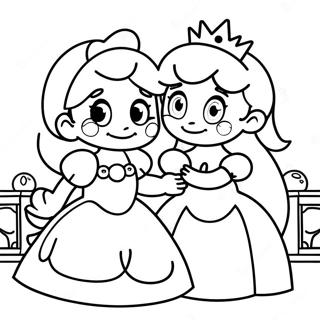 Süßer Mario und Prinzessin Peach Ausmalbild | Mario Valentinstag Ausmalbild