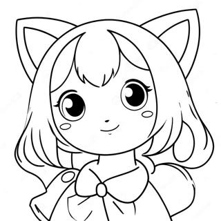 Süßes Anime Mädchen mit Katzenohren Ausmalbild | Anime Mädchen Ausmalbild