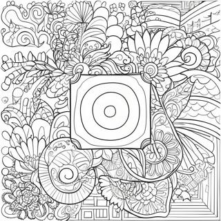 Quadratisches Ausmalbild mit lustigen Mustern | Quadrat Ausmalbild