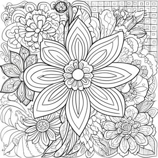 Komplexe harte Blumen-Ausmalbild | Schwierige Blume Ausmalbild