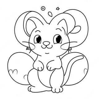 Niedliches Mew mit Ballons Ausmalbild | Mew Ausmalbild