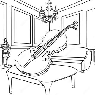 Elegante Geige in einem Musikzimmer - Ausmalbild | Violine Ausmalbild