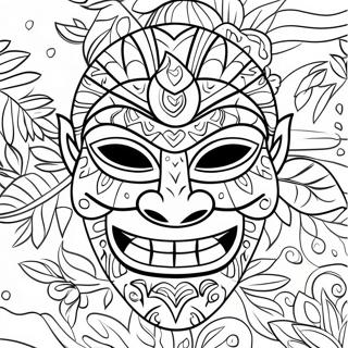 Tropische Tiki-Maske - Ausmalbild | Tiki Ausmalbild