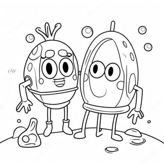 SpongeBob und Patrick beim Quallenfischen Ausmalbild | SpongeBob Quallen Ausmalbild