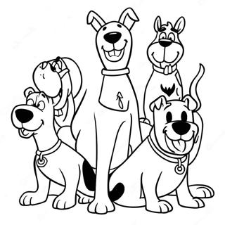 Chill Scooby Doo mit Freunden Ausmalbild | Stoner Scooby Doo Ausmalbild