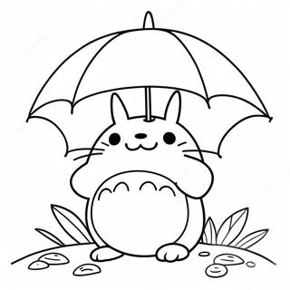 Niedlicher Totoro mit Regenschirm Ausmalbild | Totoro Ausmalbild