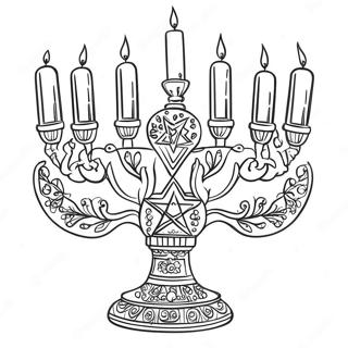 Chanukka Menora Ausmalbild | Hanukkah Menora Ausmalbild