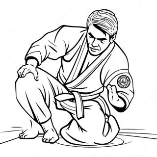 Jiu Jitsu Kämpfer in Aktion Ausmalbild | Jiu Jitsu Ausmalbild