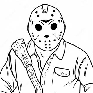 Freitag der 13. Gruseliger Jason Ausmalbild | Freitag der 13. Ausmalbild