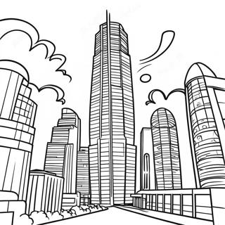 Futuristischer Wolkenkratzer Ausmalbild | Architektur Ausmalbild