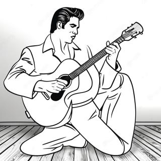 Elvis in blauen Wildlederschuhen Ausmalbild | Elvis Ausmalbild