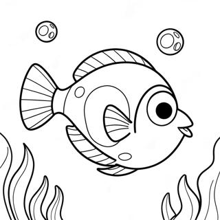 Niedliche Dory beim Schwimmen Ausmalbild | Einfache Dory Ausmalbild