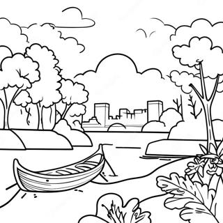 Mississippi-Fluss Landschaftsausmalbild | Mississippi Ausmalbild