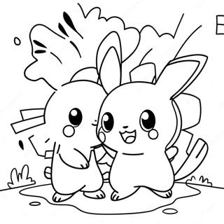 Bunte Fusion Pokemon Kampf Szene Ausmalbild | Fusion Pokemon Ausmalbild