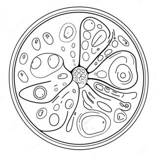 Pflanzenzelle mit bunten Organellen Ausmalbild | Zelle Ausmalbild