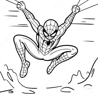 Spider-Man schwingt durch den Schnee Ausmalbild | Marvel Weihnachten Ausmalbild