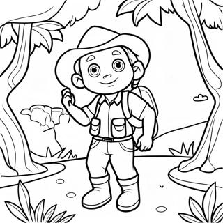 Abenteuerlicher Tracker im Dschungel Ausmalbild | Paw Patrol Tracker Ausmalbild