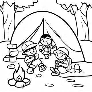 Abenteuer Pfadfinder Camping Ausmalbild | Pfadfinder Ausmalbild