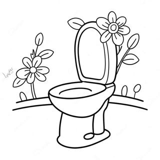 Niedliche Toilette mit Blumen Ausmalbild | Toilette Ausmalbild