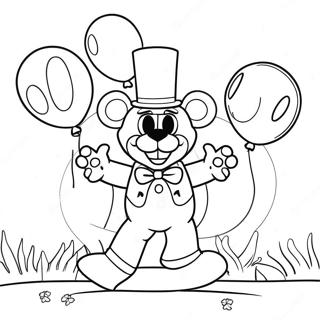Funtime Freddy mit Ballons Ausmalbild | Spaßzeit Freddy Ausmalbild
