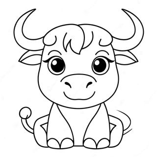 Süßer Stier Bulle Ausmalbild | Stier Ausmalbild